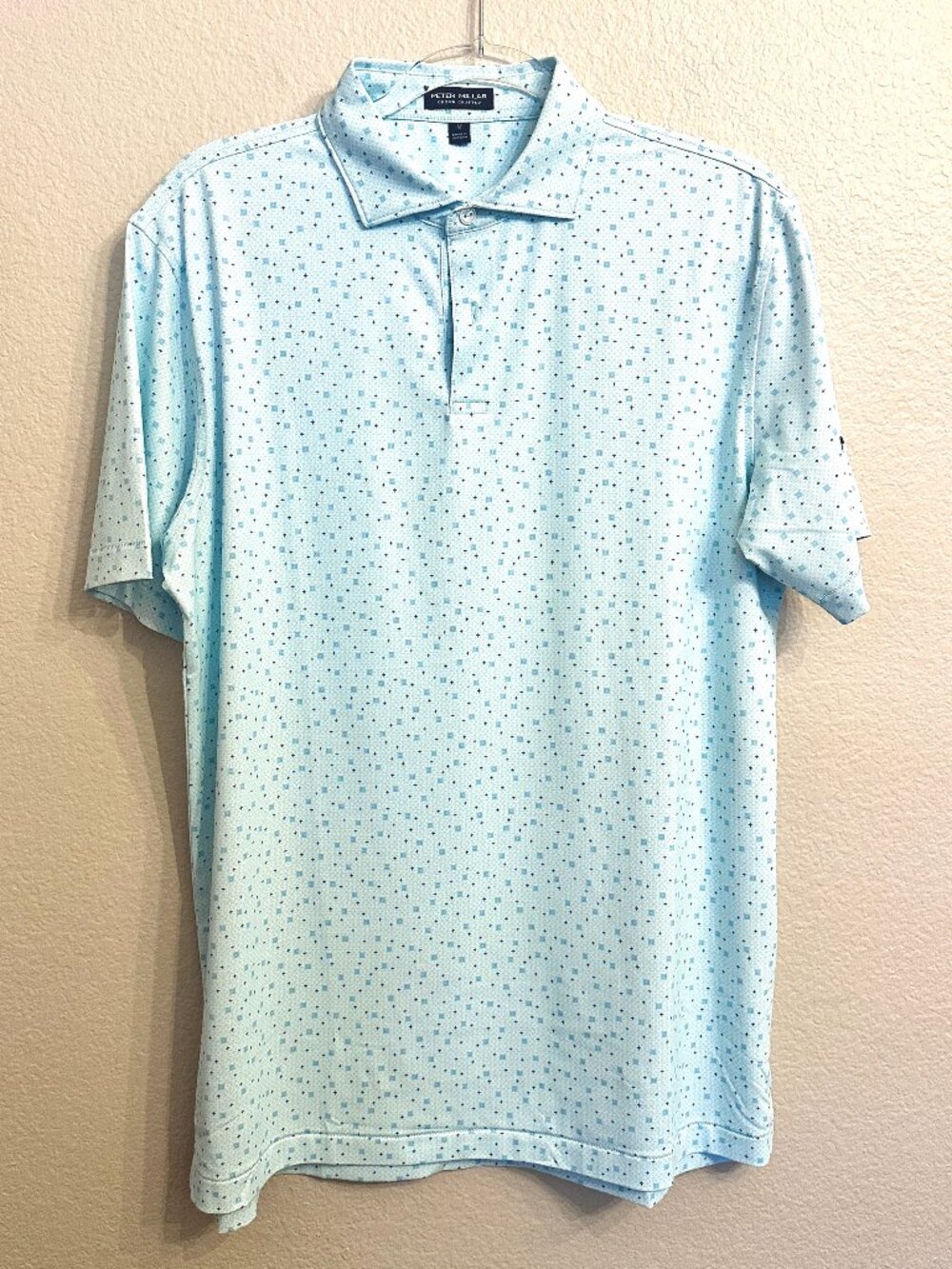 Peter Millar Light Blue Golf Polo Club Logo EUC